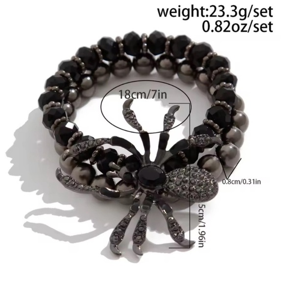 Unisex halloween gothic party adjustable Black and Silver Spider Bracelet - Picture 6 of 9